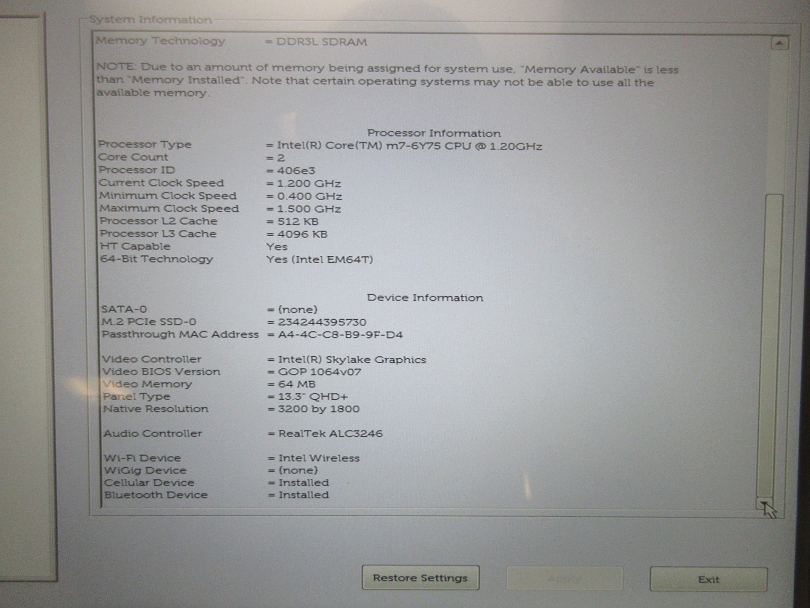 Dell Laitude 7370 13.3″ : Core M7-6Y7S 1.2GHz : 8GB RAM : 256GB SSD : No OS QHD+