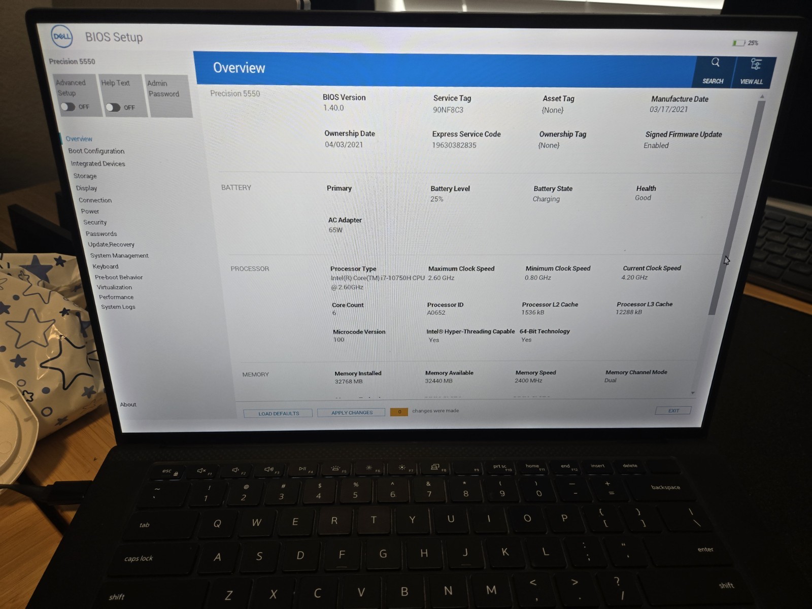 Dell Precision 5550 15.6in i7-10750H 32GB 1TB SSD Win10 Silver T1000