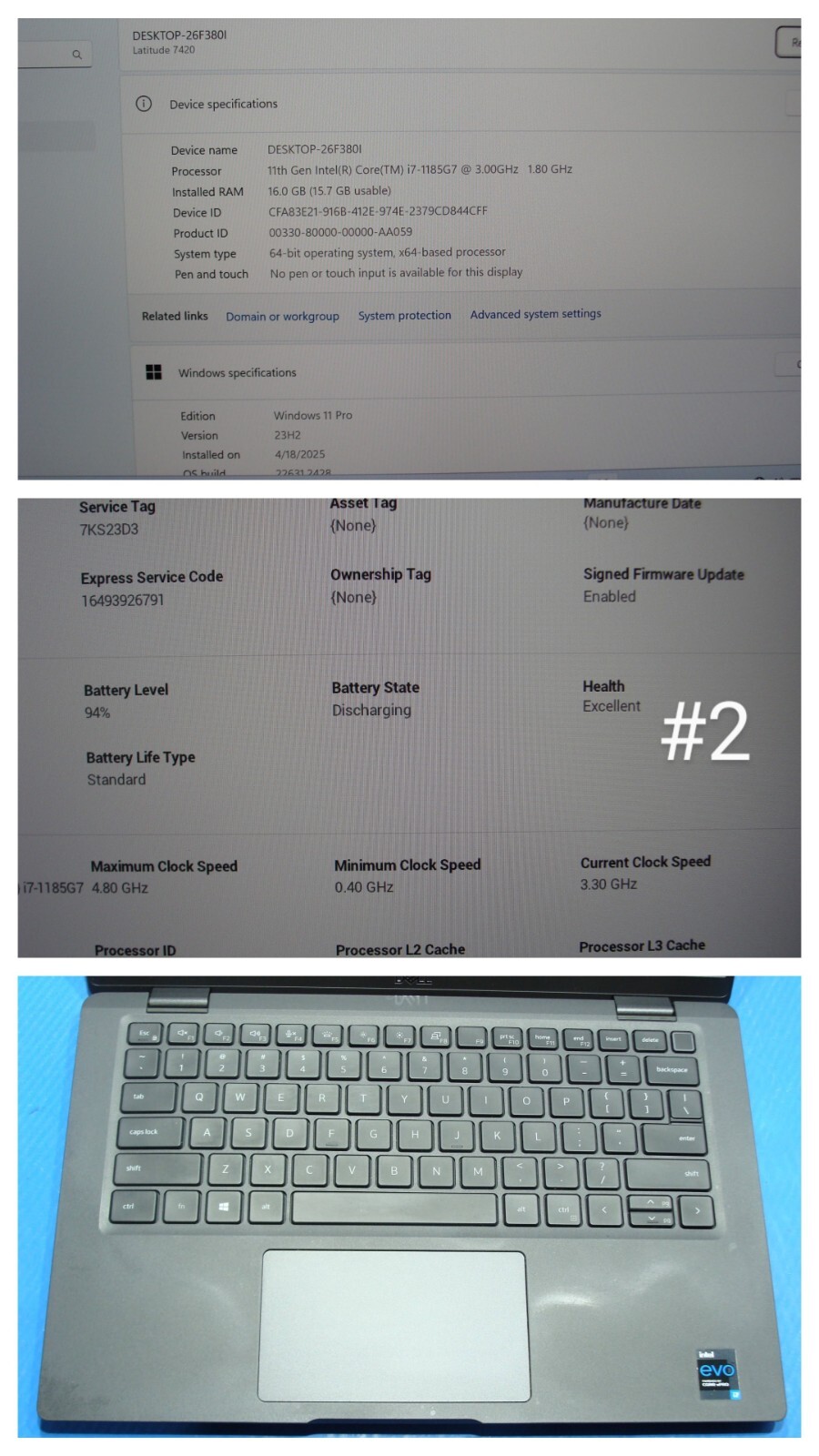 Dell Latitude 7420 14″FHD i7-1185G7 3Gh 16GB 256GB SSD Windows 11 Pro +Charger