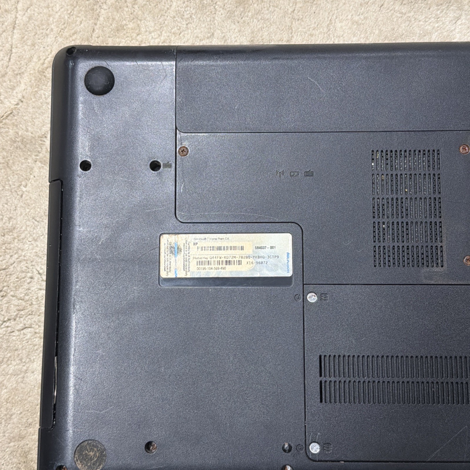 Compaq Presario CQ62 Laptop Untested No Charger Cord PARTS ONLY