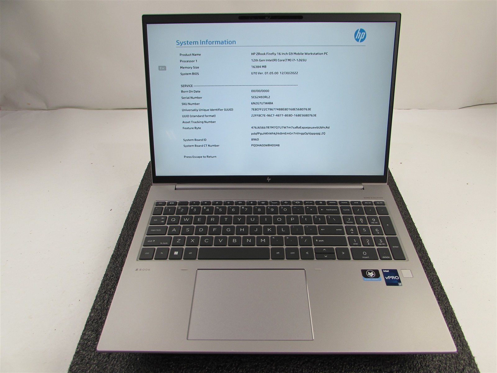HP ZBOOK FIREFLY 16 (G9) 1920X1080 FHD I7-1265U 512GB SSD 16GB RAM NO O.S