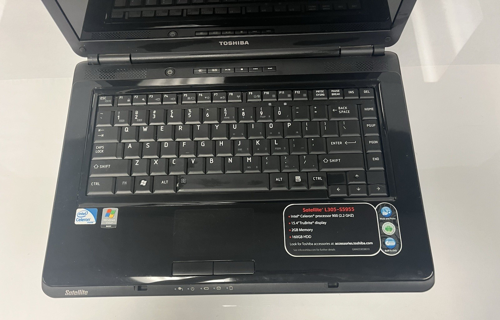 Toshiba Satellite L305-S5955 Intel Celeron CPU 900 2.20GHz 2GB Ram 160GB HDD