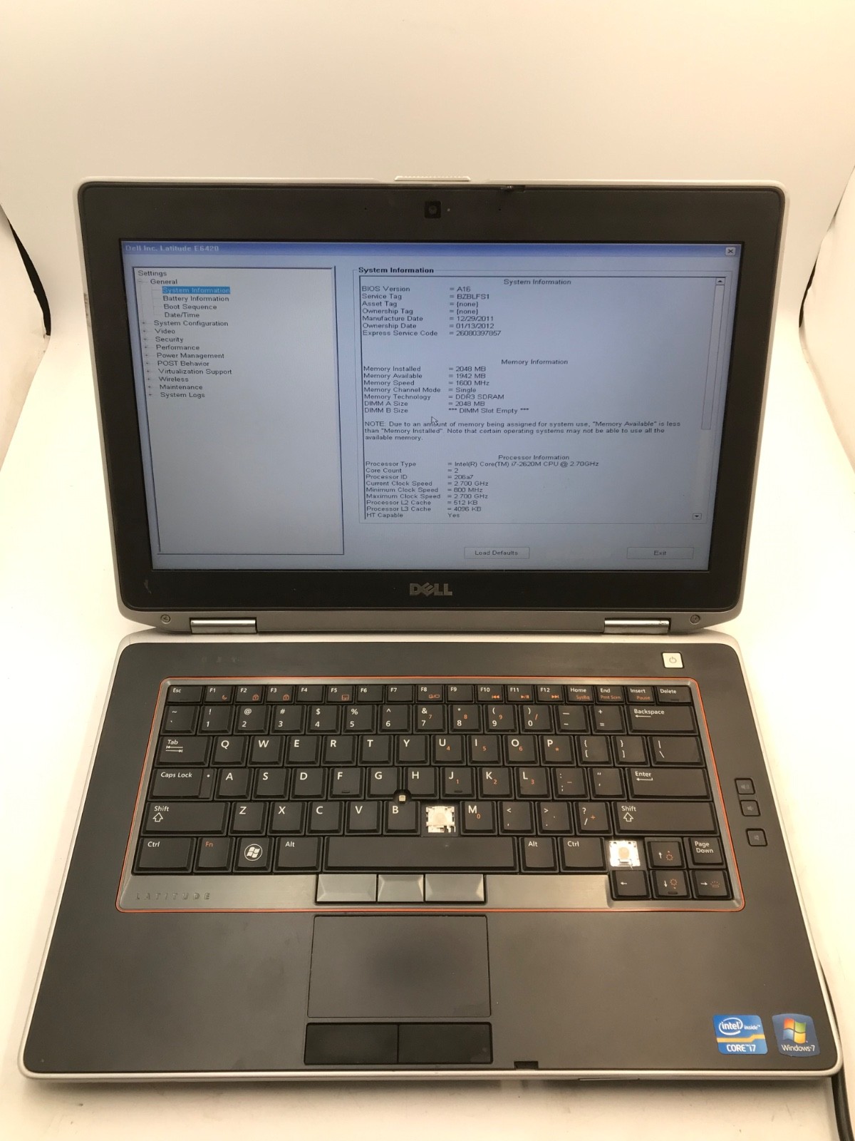 Dell Latitude E6420 14″ Laptop Intel Core i7-2620M 2.7 GHz NO RAM NO HDD