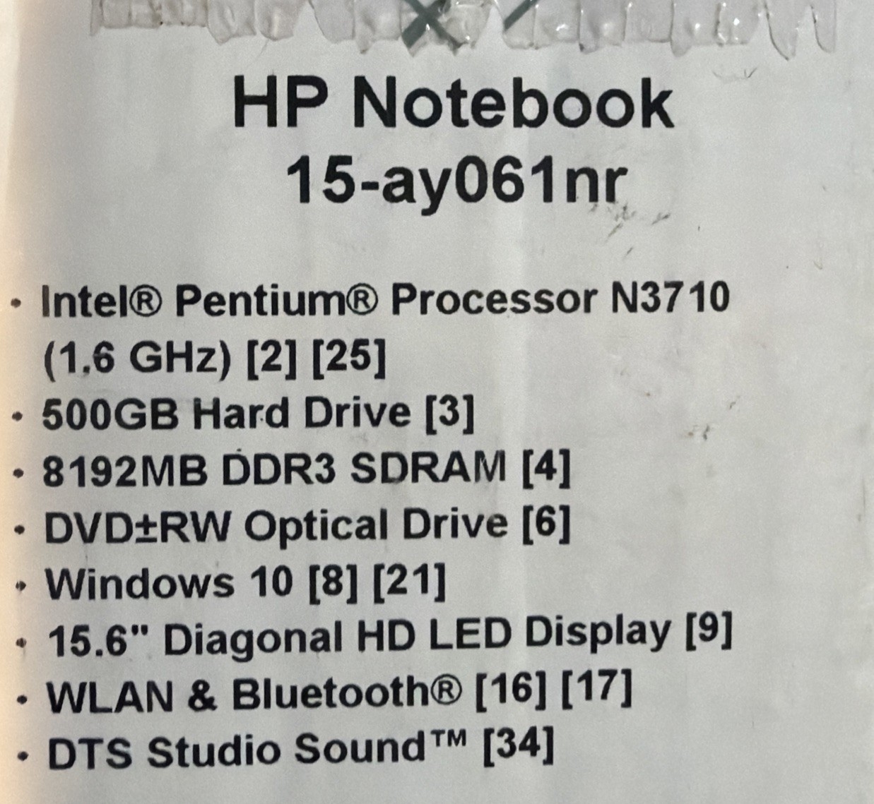 HP 15-ay061nr 15.6″ (522GB HDD, Intel Pentium N3710, 1.60 GHz, 8GB) Laptop -…