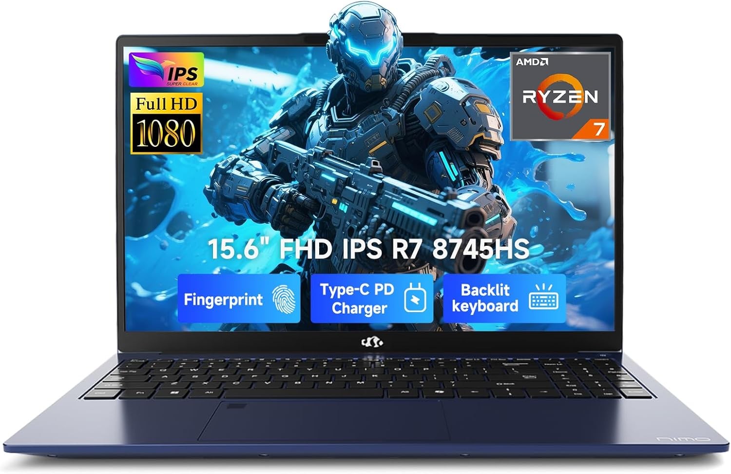 NIMO 15.6″ IPS FHD-Gaming-Laptop, AMD Ryzen 7 8745HS 16GB DDR5 RAM 1TB SSD