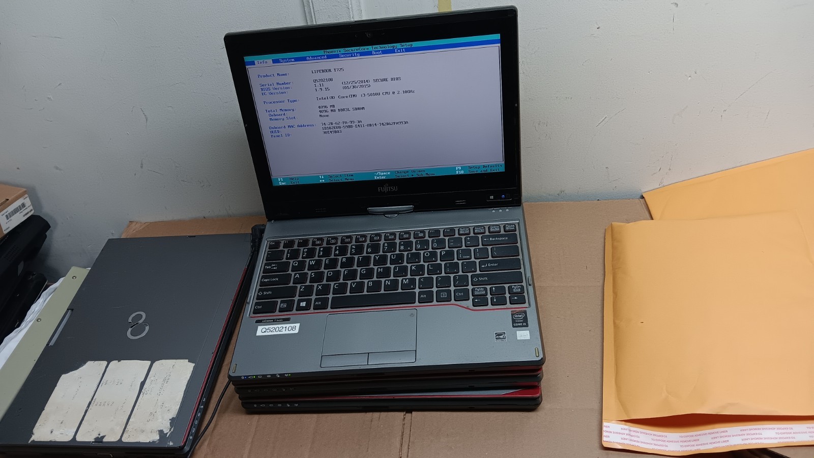 Lot of 4 Fujitsu LifeBook T726 T725 Laptops For Parts or Repair