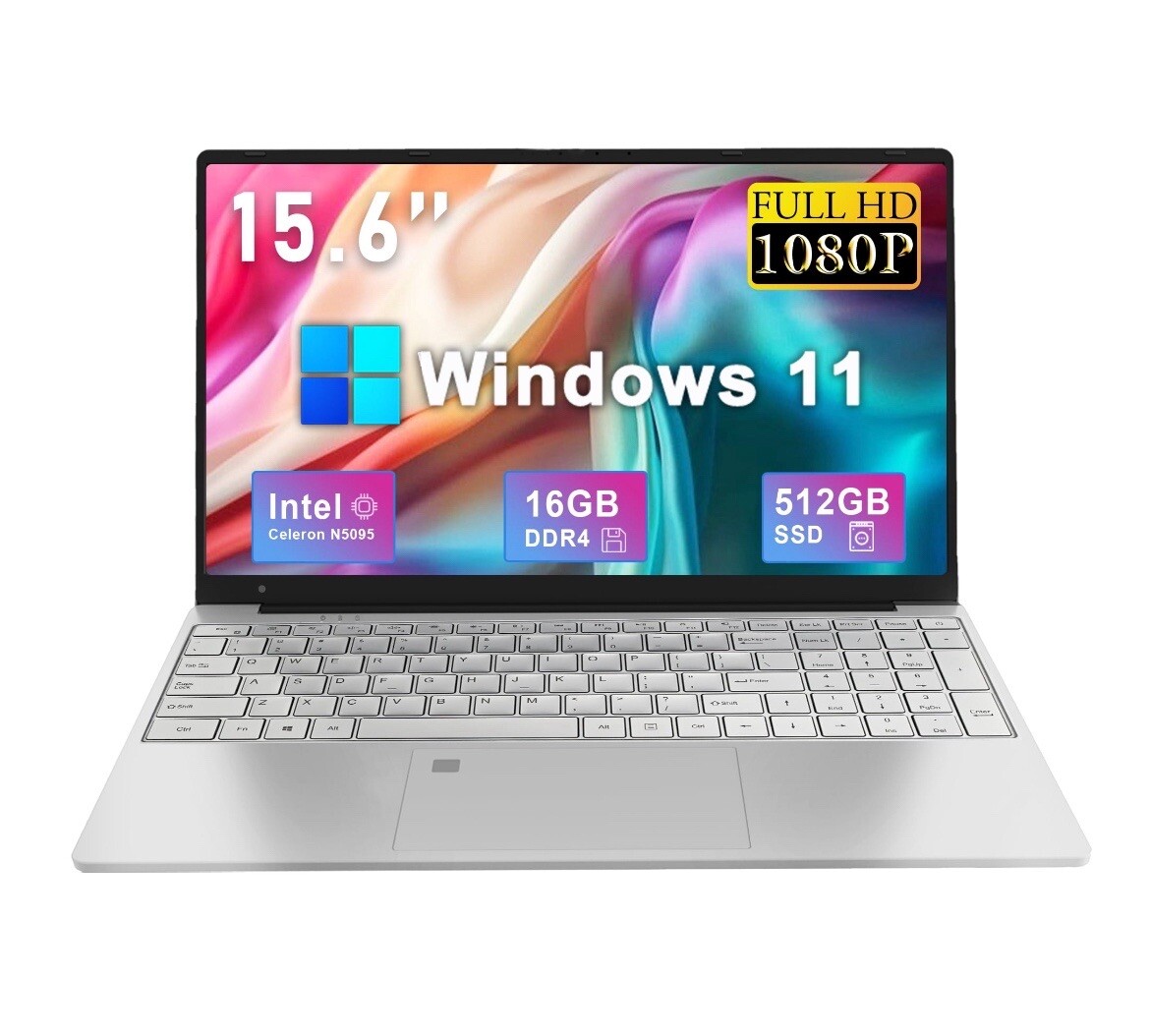 SANPTENT 15.6 inch 1080p FHD Laptop Computer 16GB RAM 512GB SSD with 4 Core