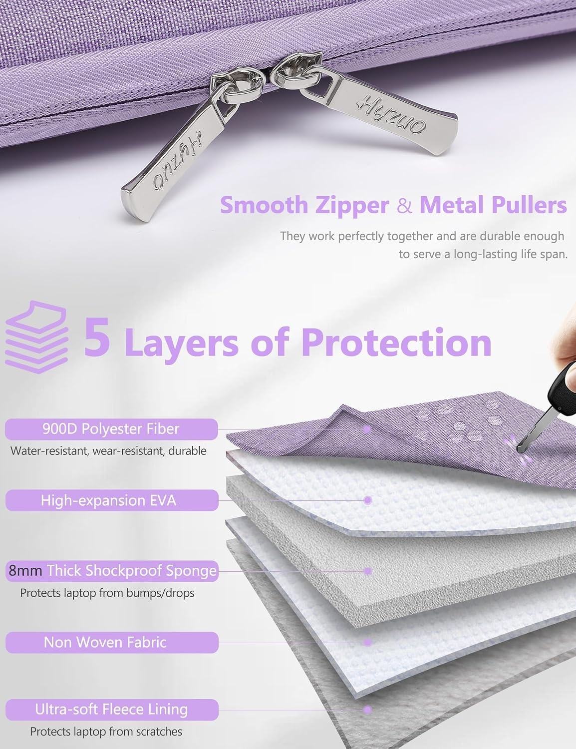 17-17.3 Inch Laptop Sleeve Bag Briefcase for 17″ 17.3″ Razer Blade 17/18, Lilac