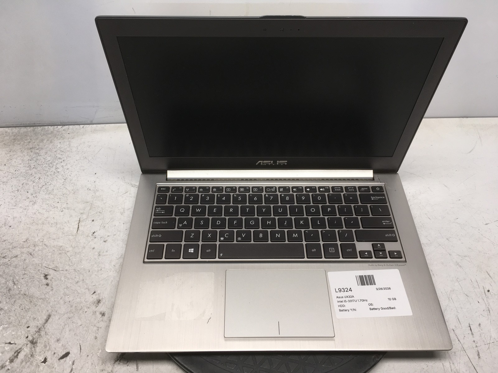 Asus UX32A Intel i5-3317U 1.7GHz 10 GB NO HDD No Batt