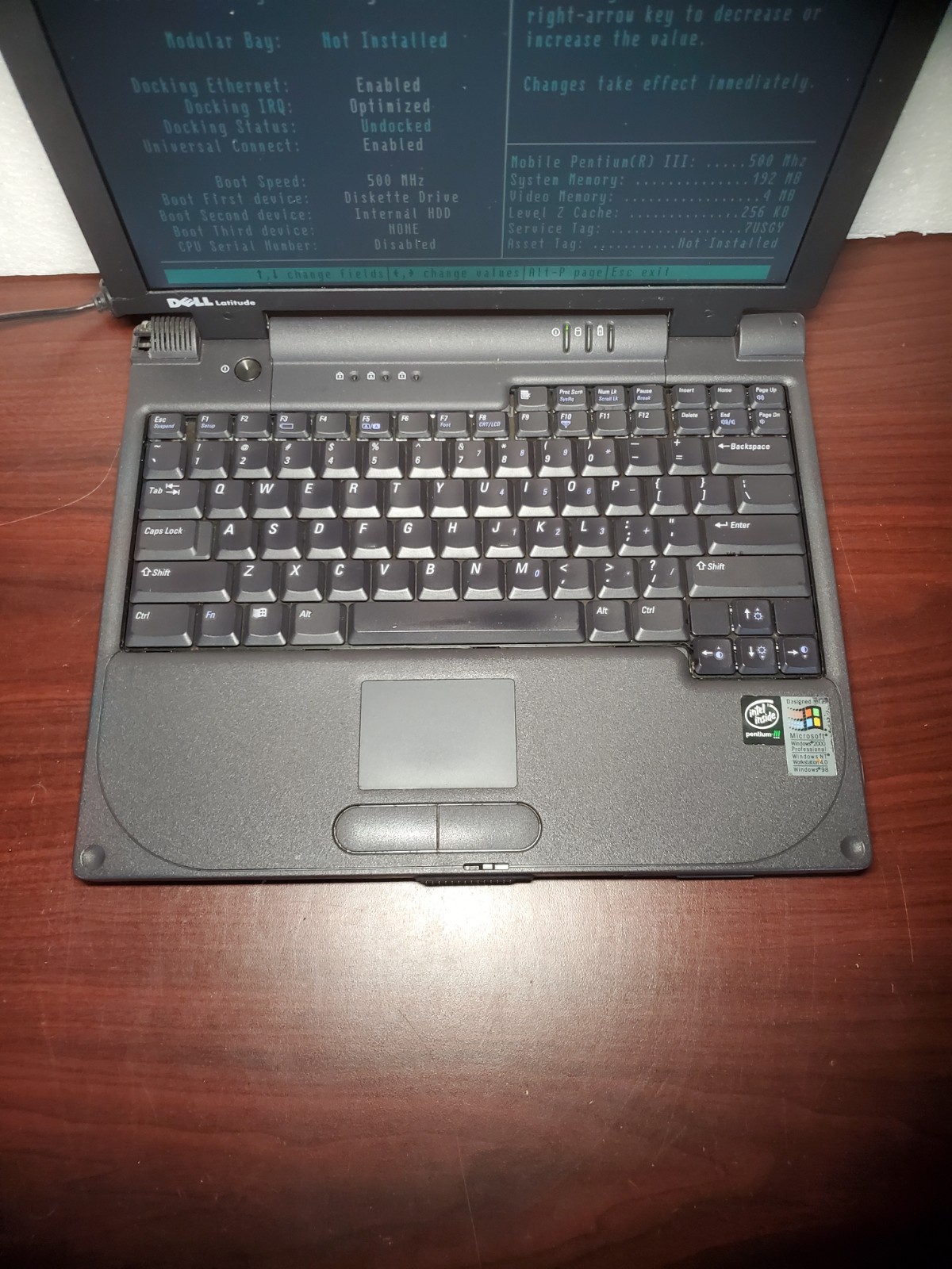 Dell latitude CSx H500XT Mobile Pentium 3 500Mhz 192MB RAM No HDD/OS! #69