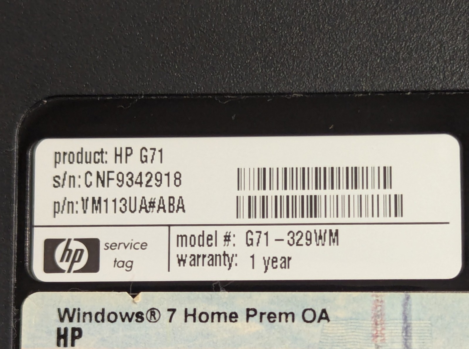 HP G71-329WM 17in Intel Core 2 Duo 2.10GHz 4GB 500GB HDD Win7 HP