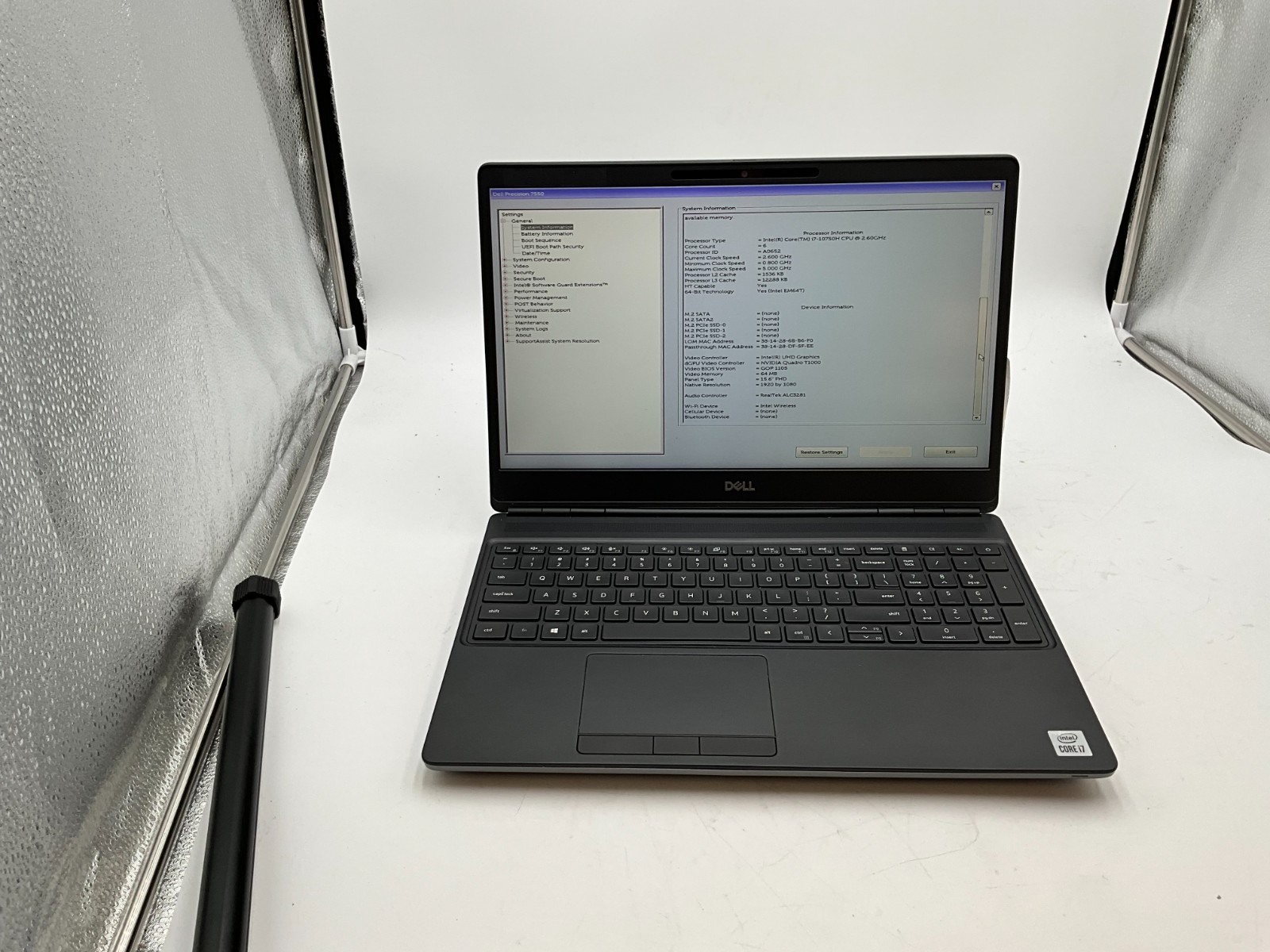 DELL Precision 7550 i7-10750H 2.70gh 32gb NO DRIVE T1000 15.6″ LAPTOP 17X18G3