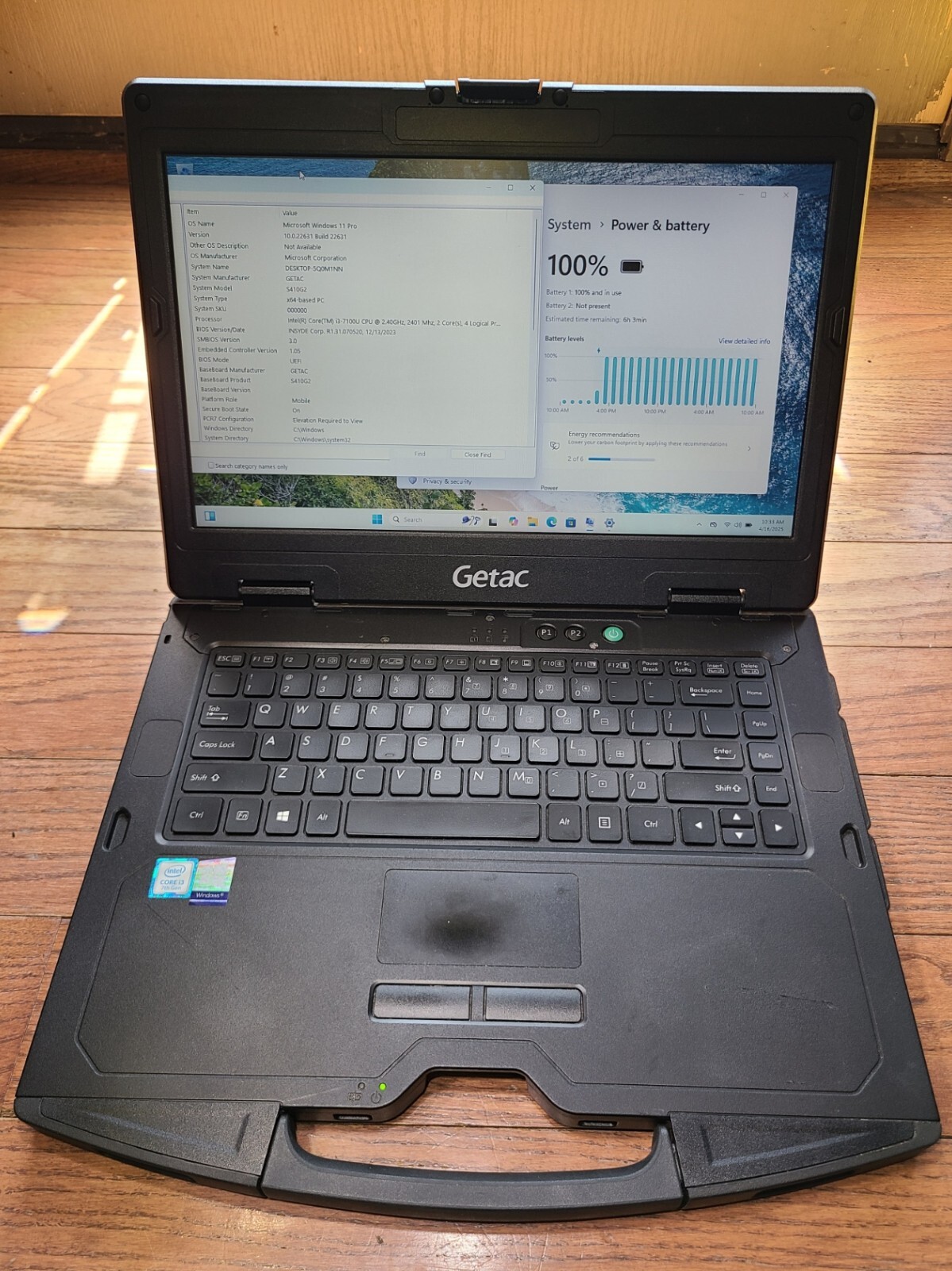 GETAC S410 G2 Rugged Toughbook i3-7100U 2.40GHz 256GB SSD 4GB ram Win 11 Pro – 4