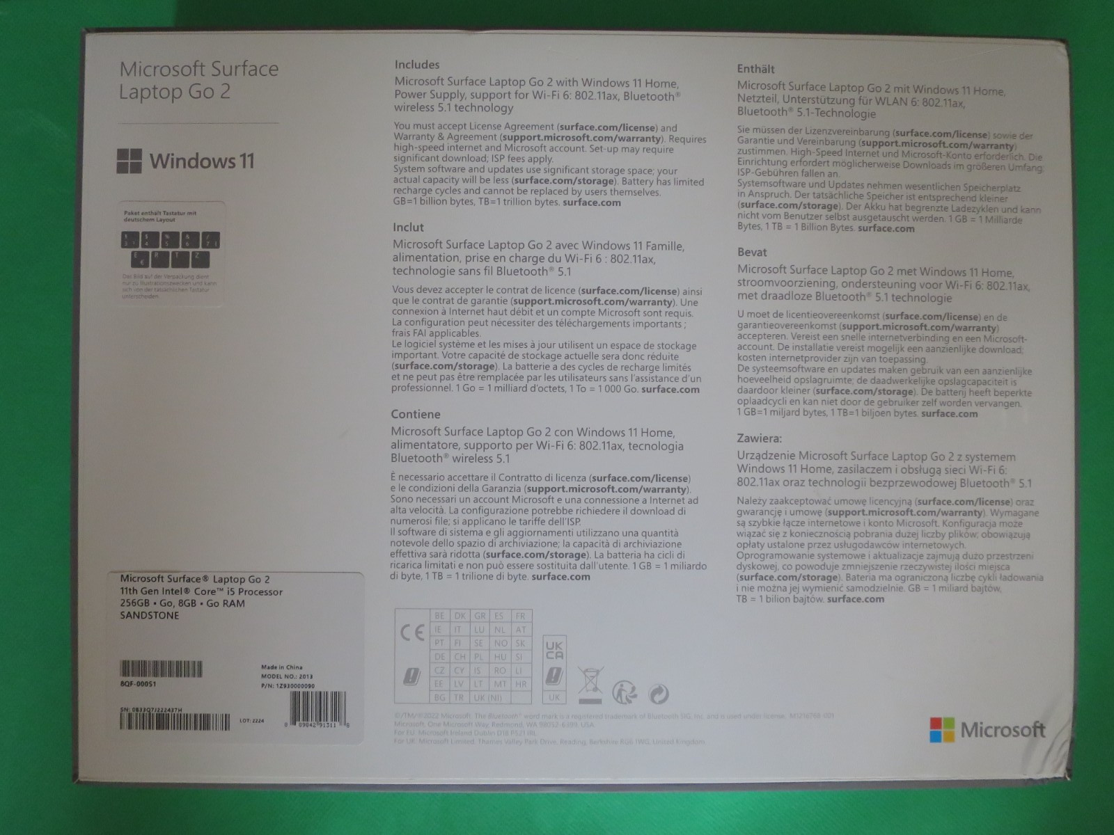 Microsoft Surface Laptop Go 2 Intel i5 11th Gen 8GB RAM 256GB Sandstone