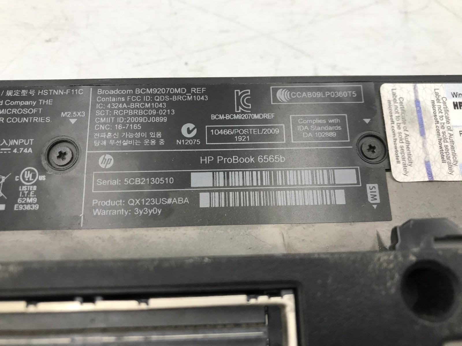 HP PROBOOK 6565B – BOOTS TO BIOS – AMD A6 3410MX – 2GB RAM – NO OS -READ DESC-BB