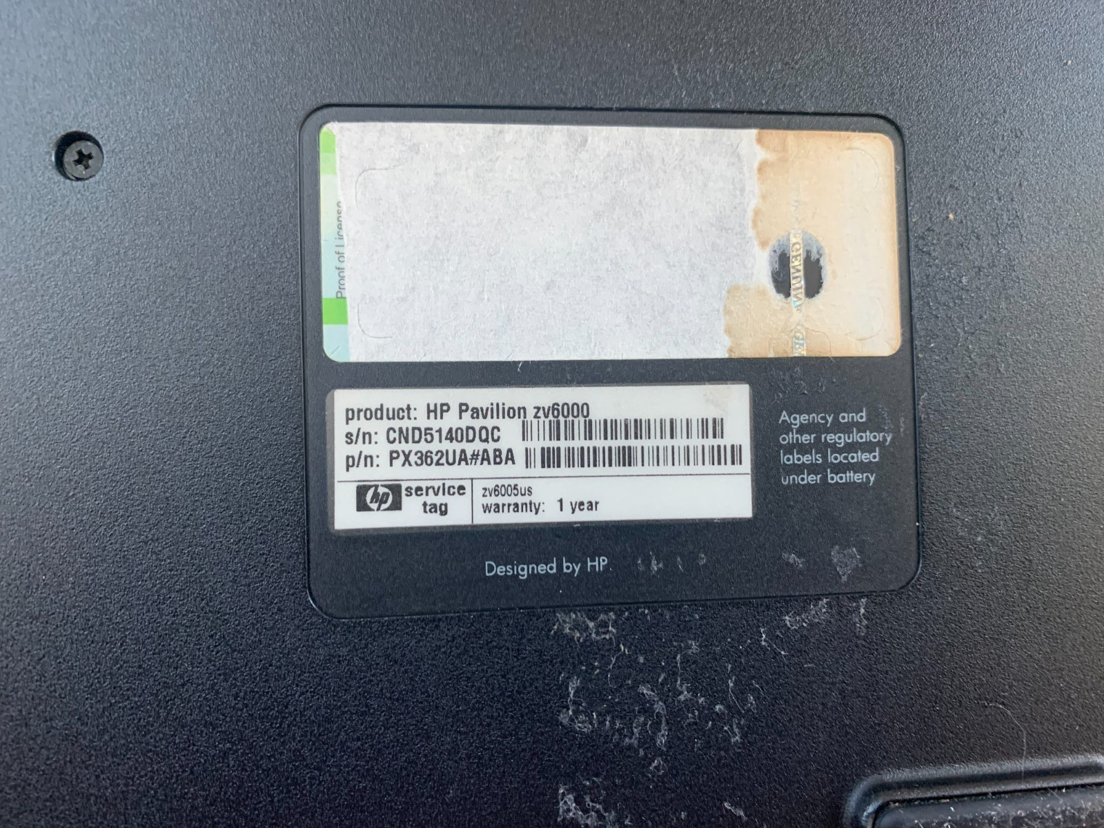 HP Pavilion zv6000 15.4″ AMD Athlon 64 2.00GHz 1.25GB RAM 80GB HDD Win Vista