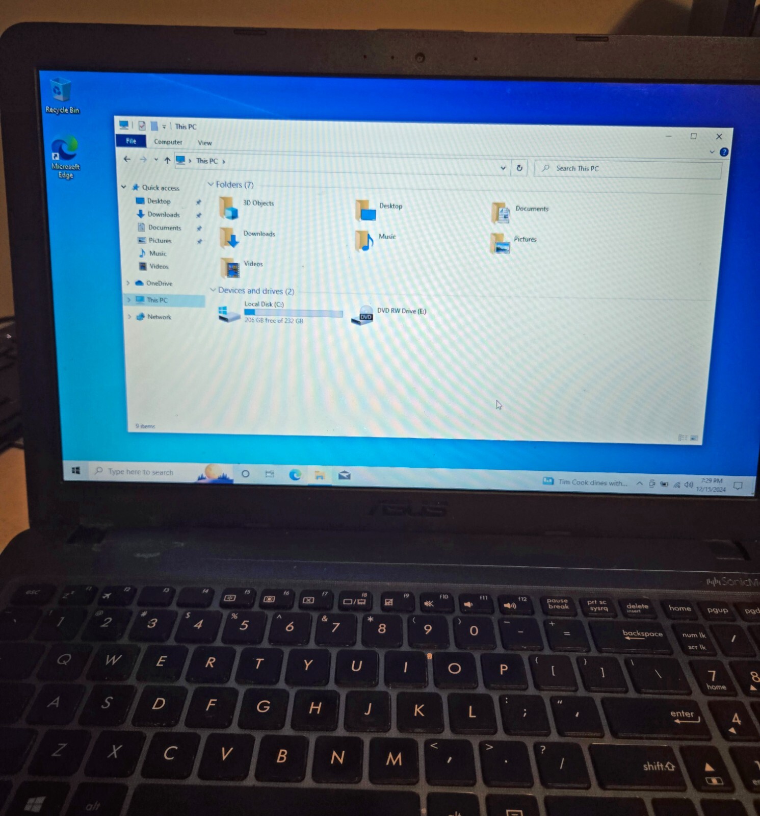 ASUS X540L Laptop, Intel Core i3-5020U CPU 2.20GHz, 8 GB RAM, Win 10, 250 GB HD