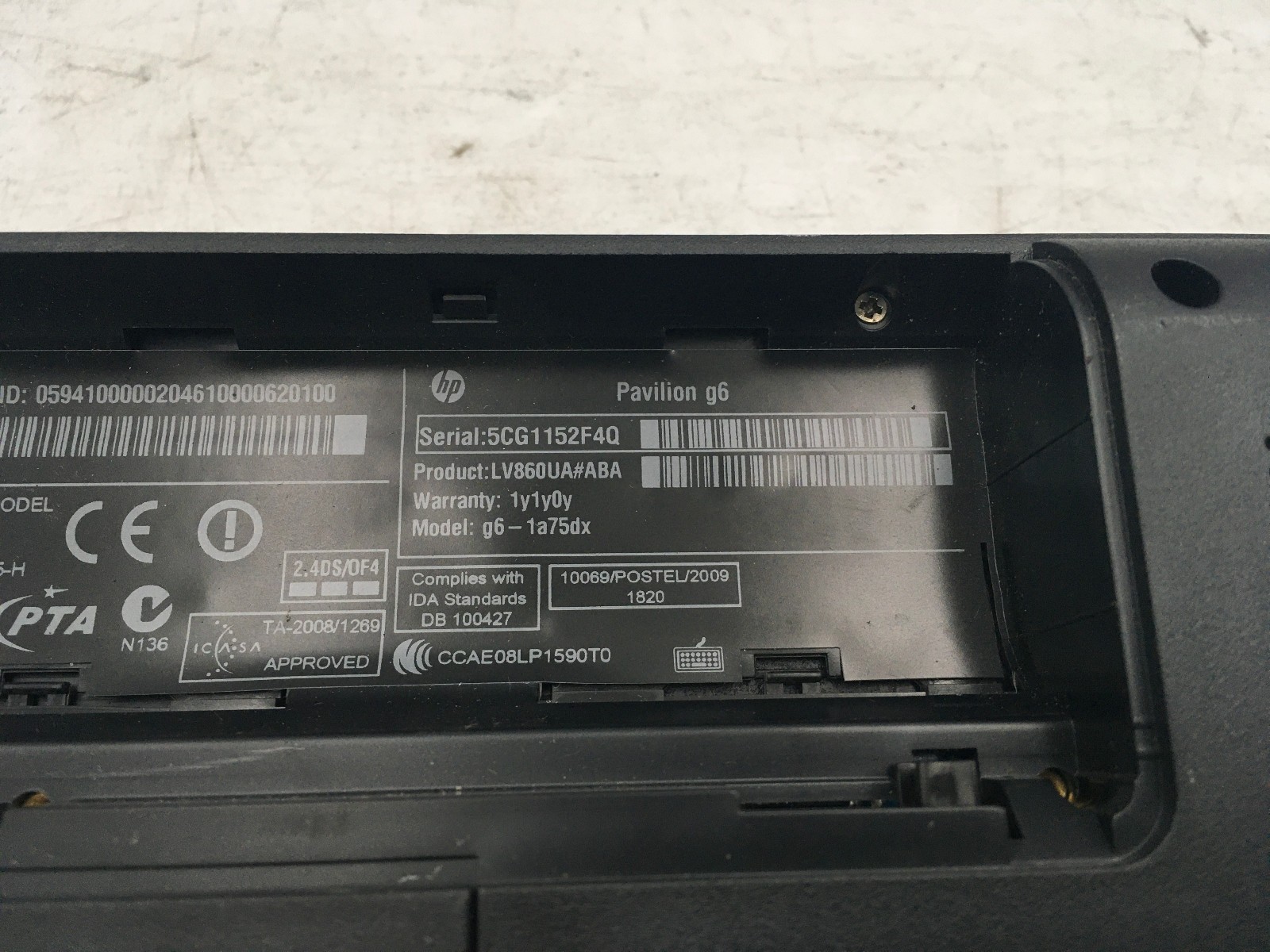 HP PAVILION G6 1A75DX – FOR PARTS/BROKEN LCD – INTEL i3-380M – NO RAM – READ -BB