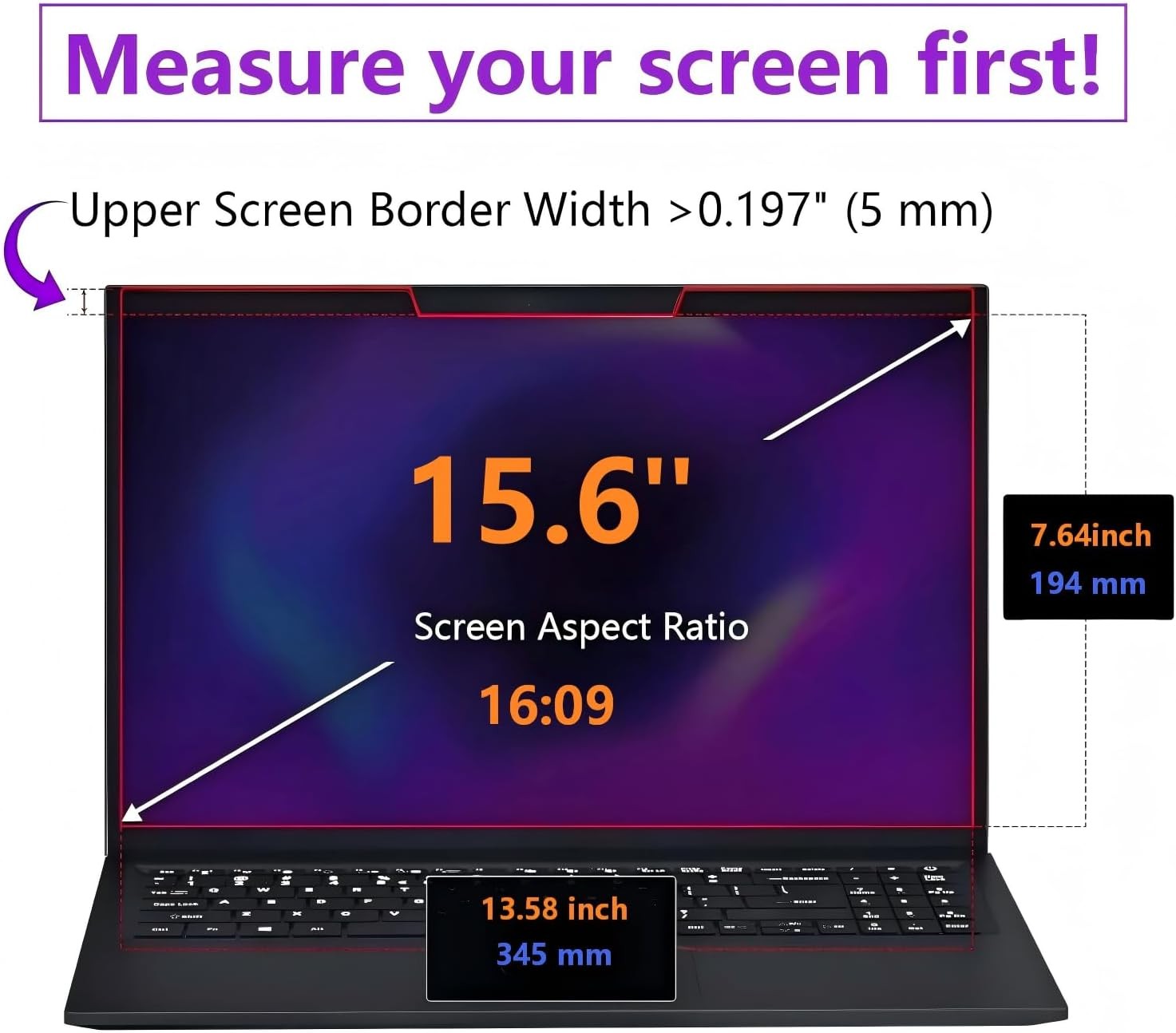 15.6-inch Magnetic Privacy Screen for 16:9 Laptops with Detachable Anti-Glare Fi