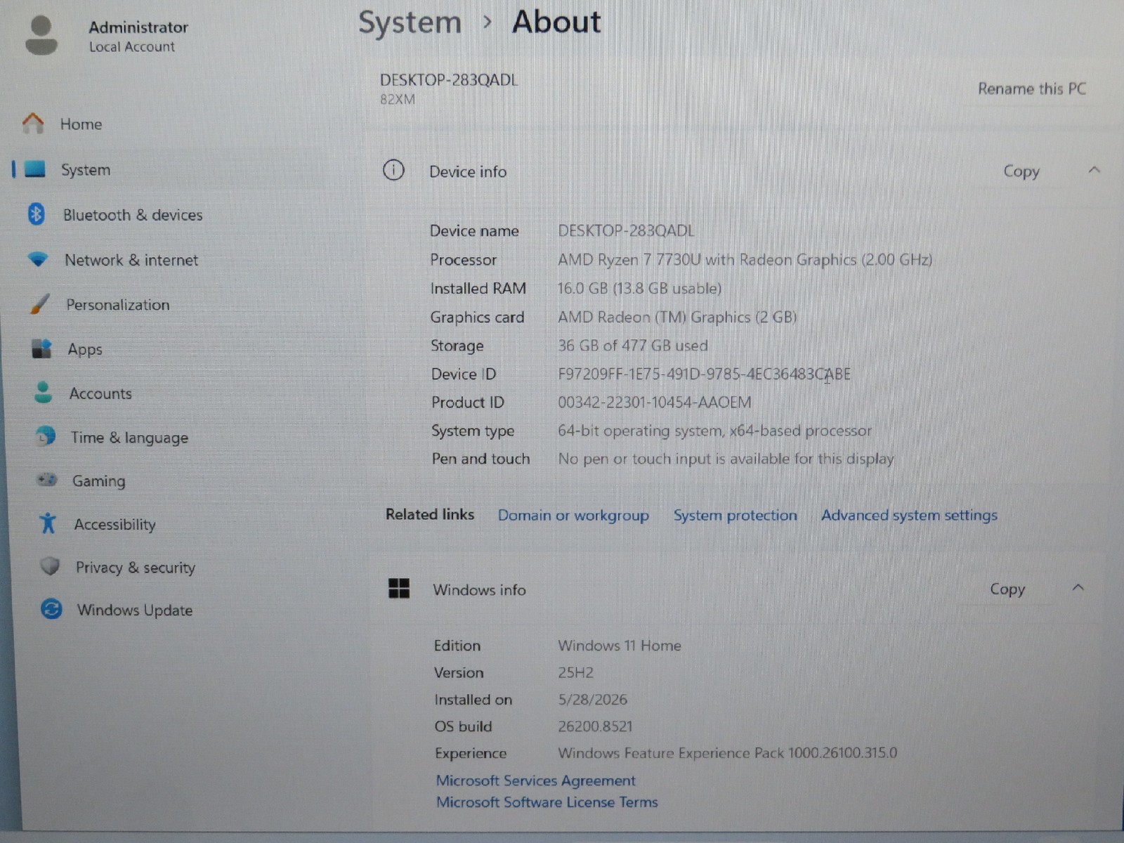 Ideapad Slim 3 15ABR8 15.6in FHD AMD Ryzen 7 7730U 2GHz 16GB RAM 512GB SSD