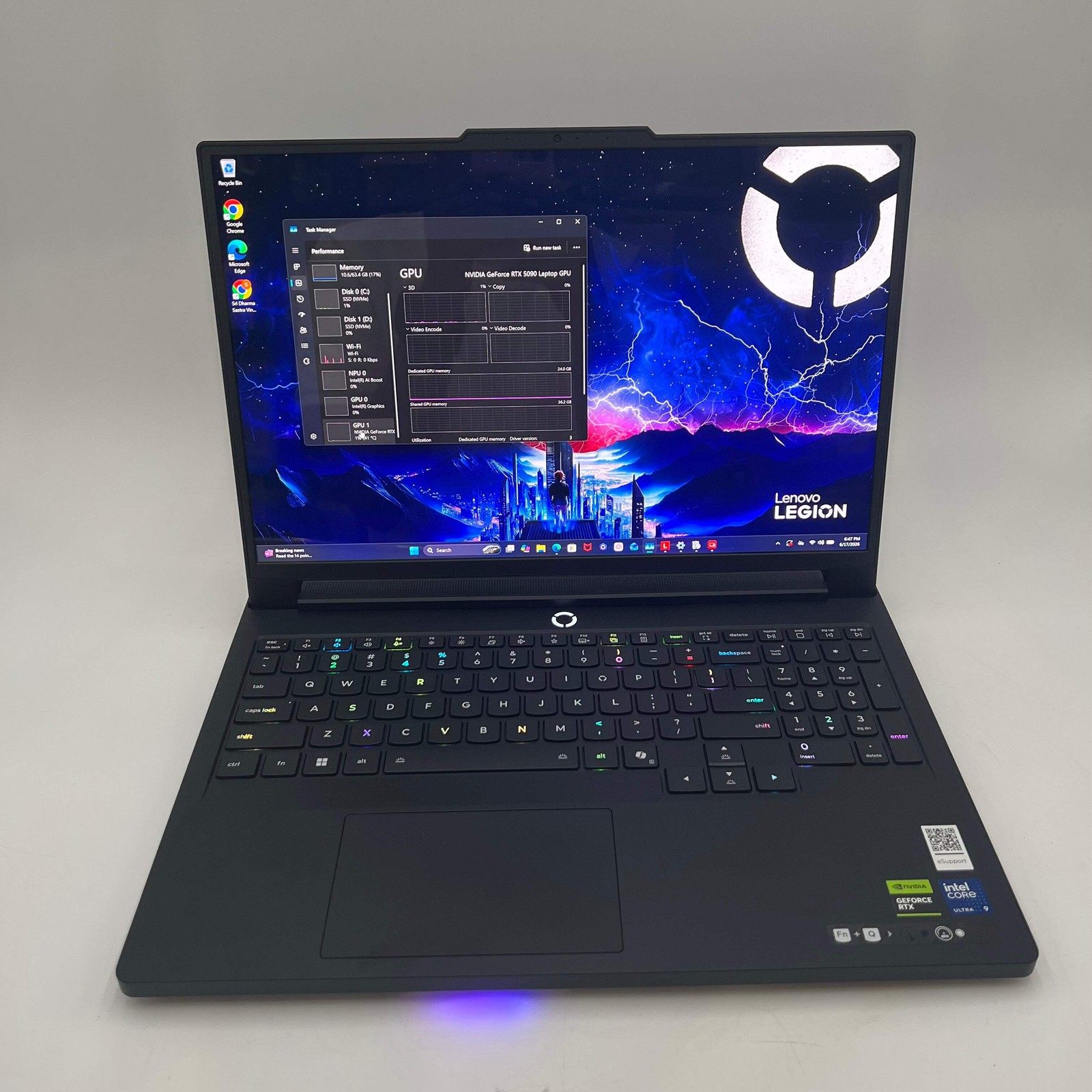 Lenovo Legion Pro 7 16IAX10H 16-inch Ultra 9 64GB RAM 2TB RTX 5090 Laptop Black