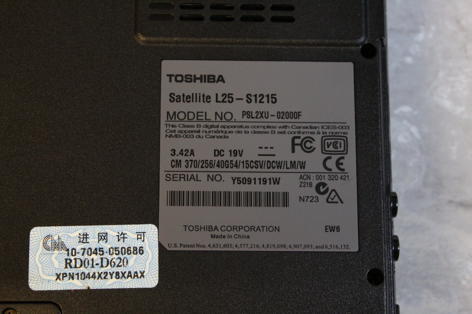 Toshiba Satellite L25-S1215 40GB HDD Windows XP 1.12Gb Ram Celeron M@1.5GHz CPU