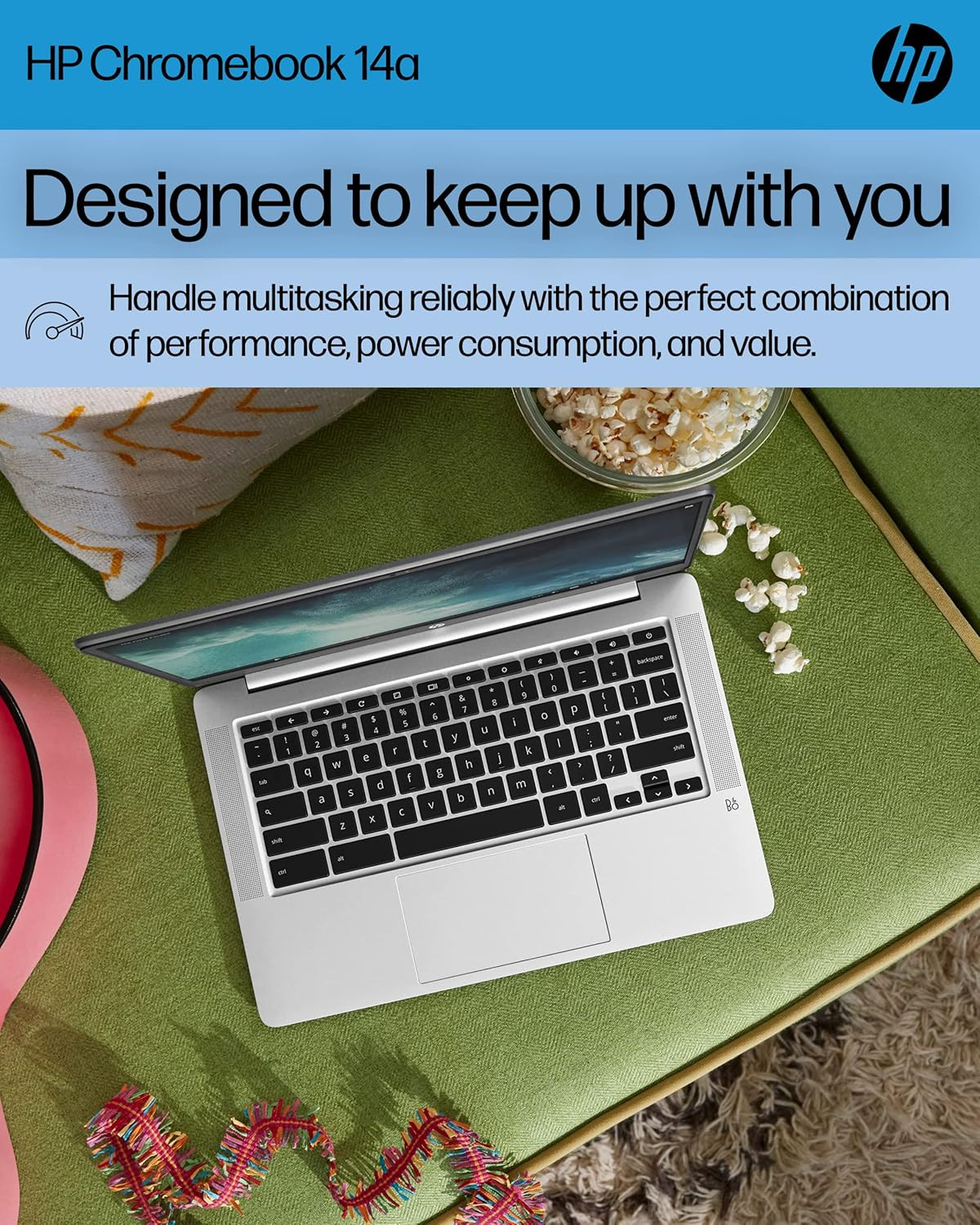 HP Chromebook 14 Laptop, Intel Celeron N4120, 4 GB RAM, 64 GB Emmc, 14″ HD Displ