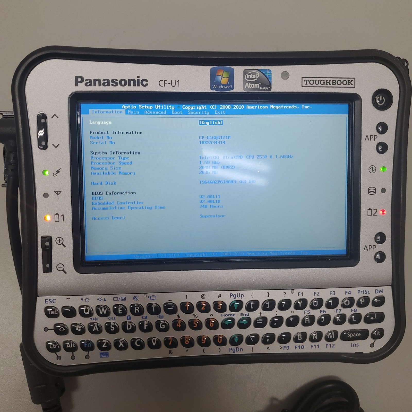 Panasonic CF-U1 Rugged Laptop Tablet Computer – Boots – No AC/OS – Atom Z530