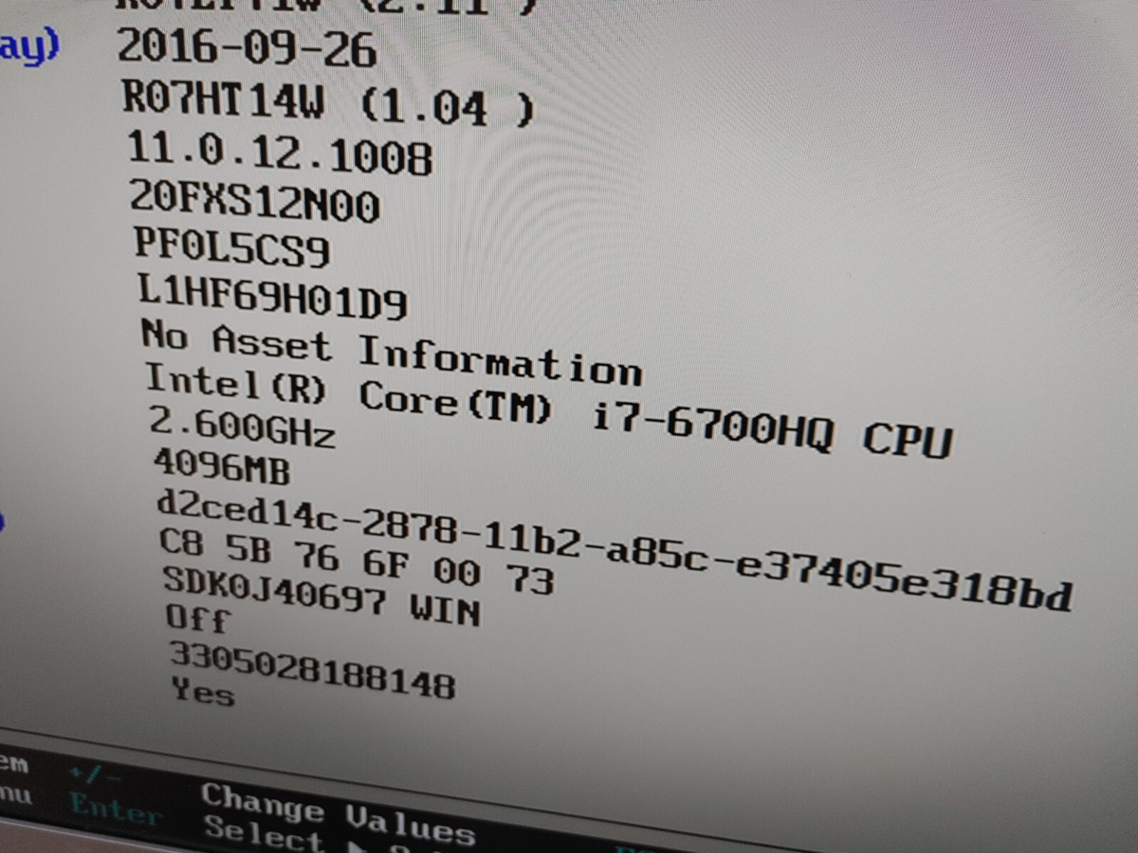 Lenovo ThinkPad Core i7-6700HQ@ 2.60GHz, NO RAM ,NO HD ( Selling Motherboard)