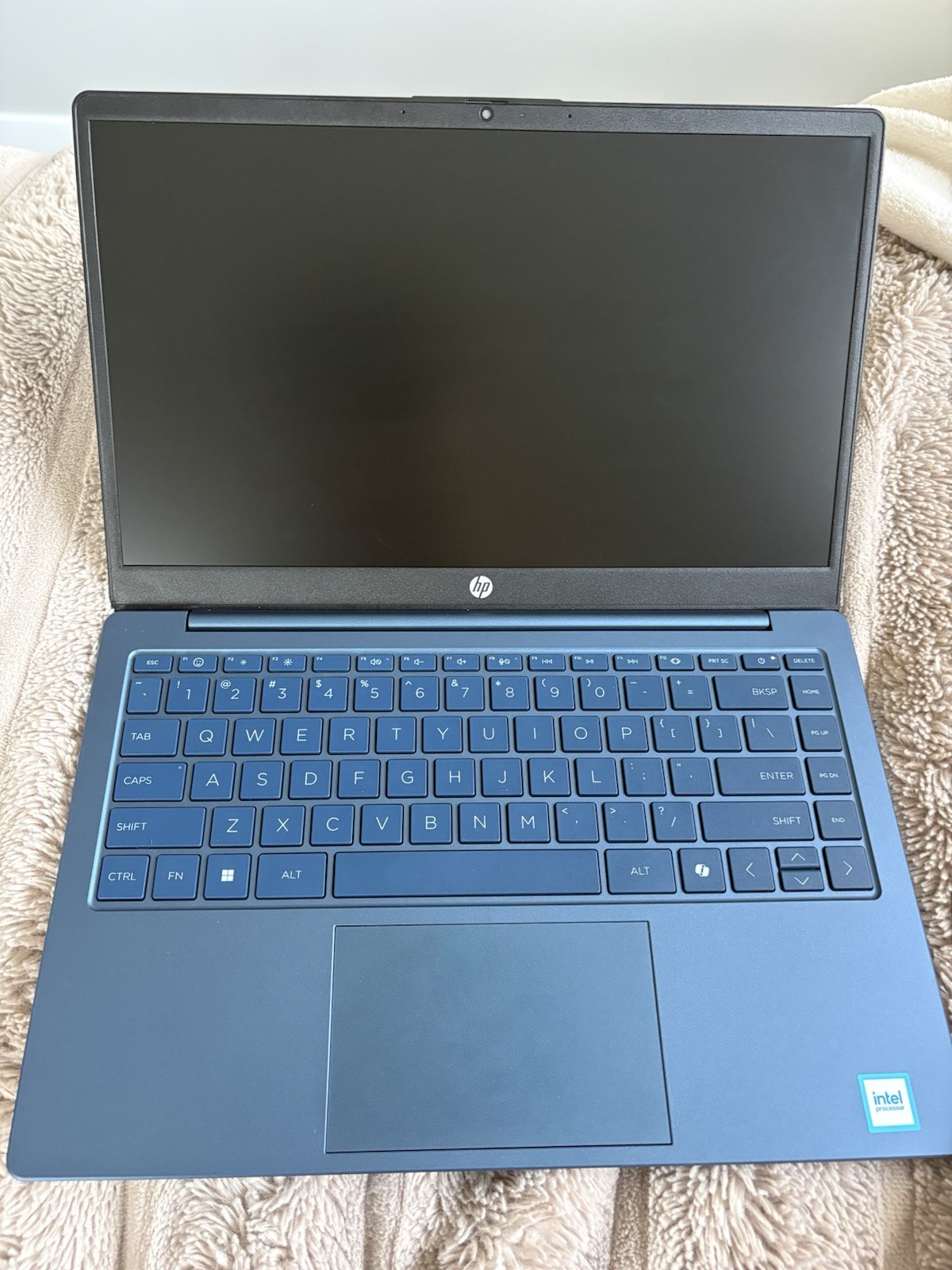 HP 14in Blue Laptop Notebook Intel Processor Windows Built-in Webcam Charger