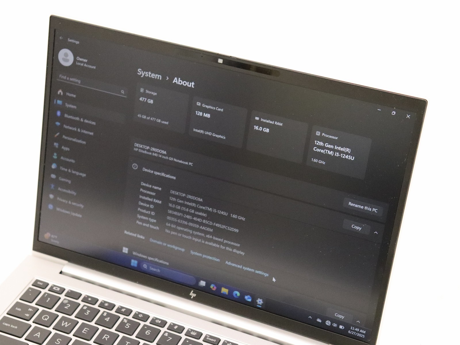 HP EliteBook 840 G9 14″ Intel i5-1245U 16GB 512GB NVMe Win 11 Pro – Warranty