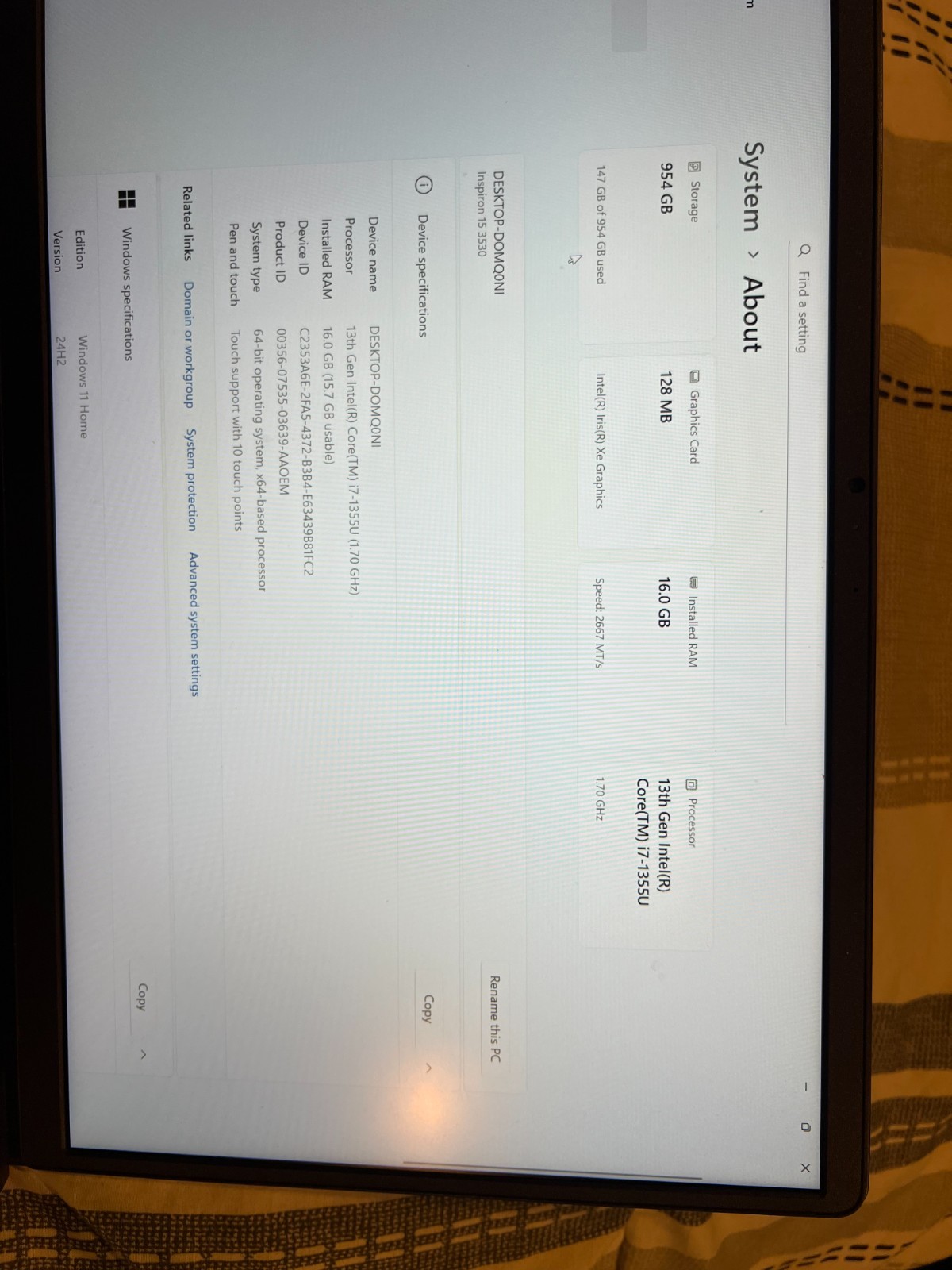 Dell Inspiron 15 3530 — Intel Core i7-1355U, 16GB RAM, 1TB SSD, 15.6” FHD Touchs
