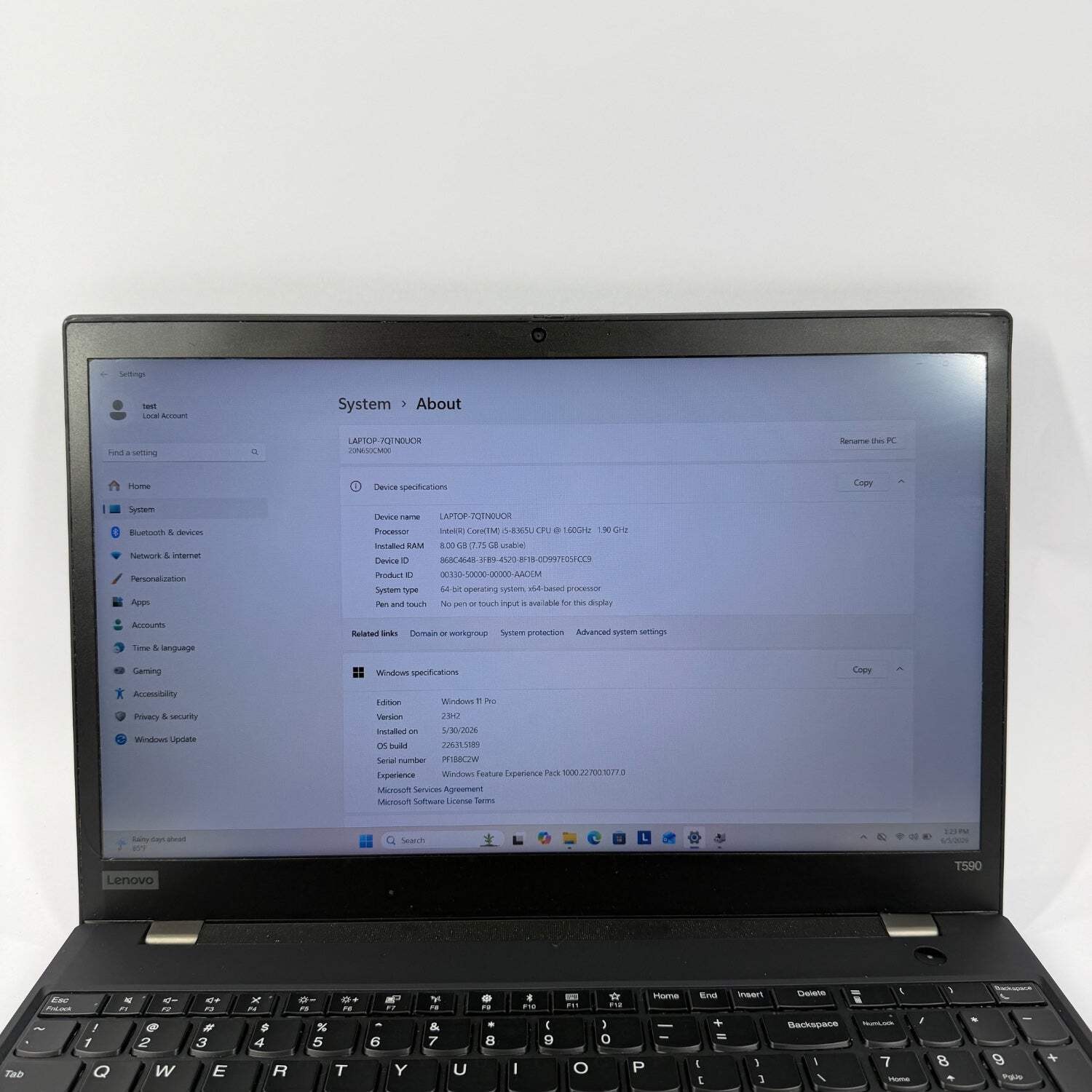 Broken Lenovo ThinkPad T590 P53S 11″ i5-8365U 1.6GHz 8GB RAM 64GB SSD Quadro P52