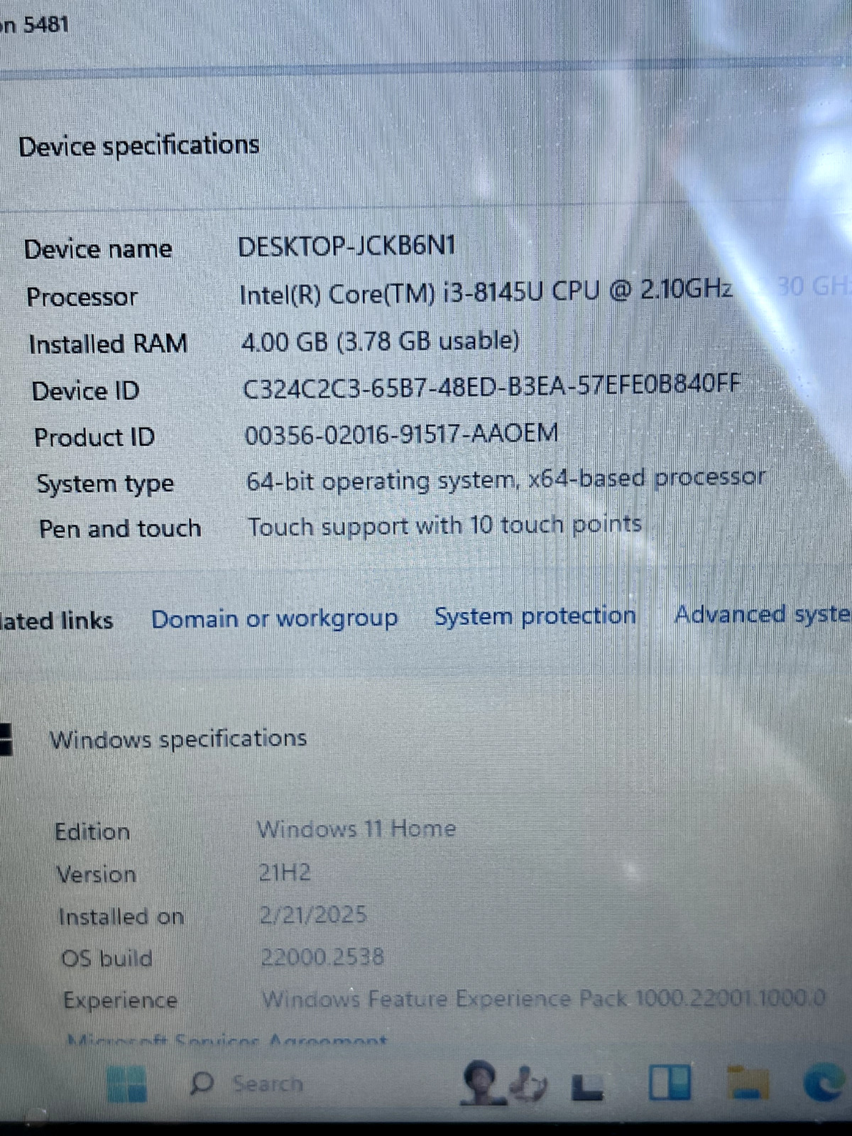 Dell Inspiron 5481 2-in-1 Laptop i3-8145U 2.10GHz 4GB RAM 256GB SSD W11H Touch!!