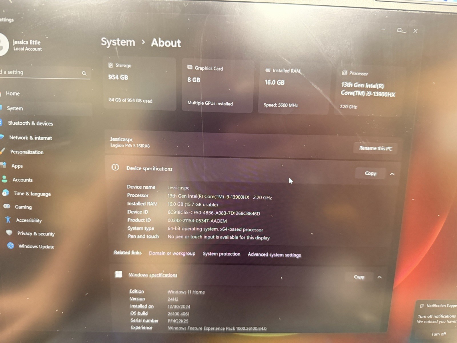 Lenovo Legion Pro 5 16IRX8 16″ i9-13900HX 2.2GHz 16GB RAM 1TB SSD RTX 4070 F SH