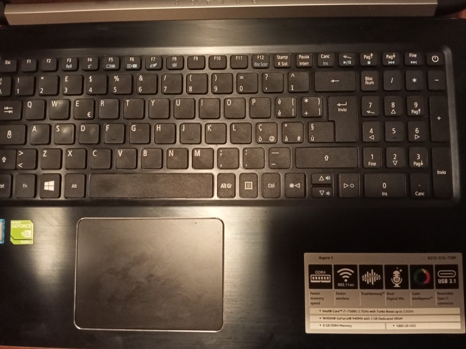 PC ACER ASPIRE 5 A515-51G-72JM € 650