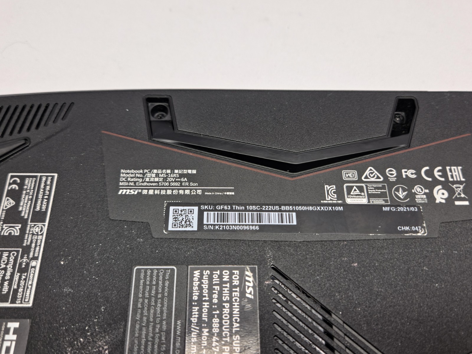 MSI GF63 Thin 10SC Gaming Laptop i5 10th Gen 16GB RAM 256GB SSD FHD (MS-16R5)