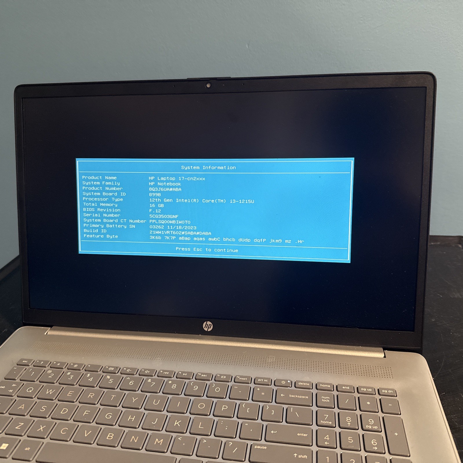 Hp Laptop 17-cn2xxx 12th Gen Intel(R) Core i3 -1215U 16GB RAM NO SSD NO HDD