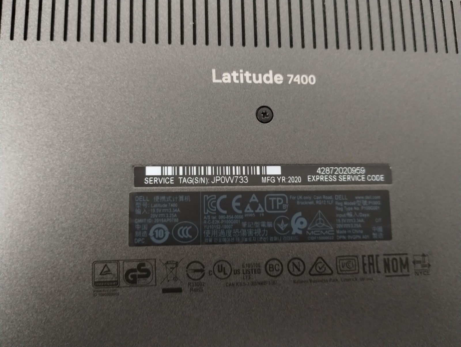 DELL LATITUDE 7400, Intel Core i7-8665U, 1.90 GHz, 20 GB RAM, 256 GB M.2
