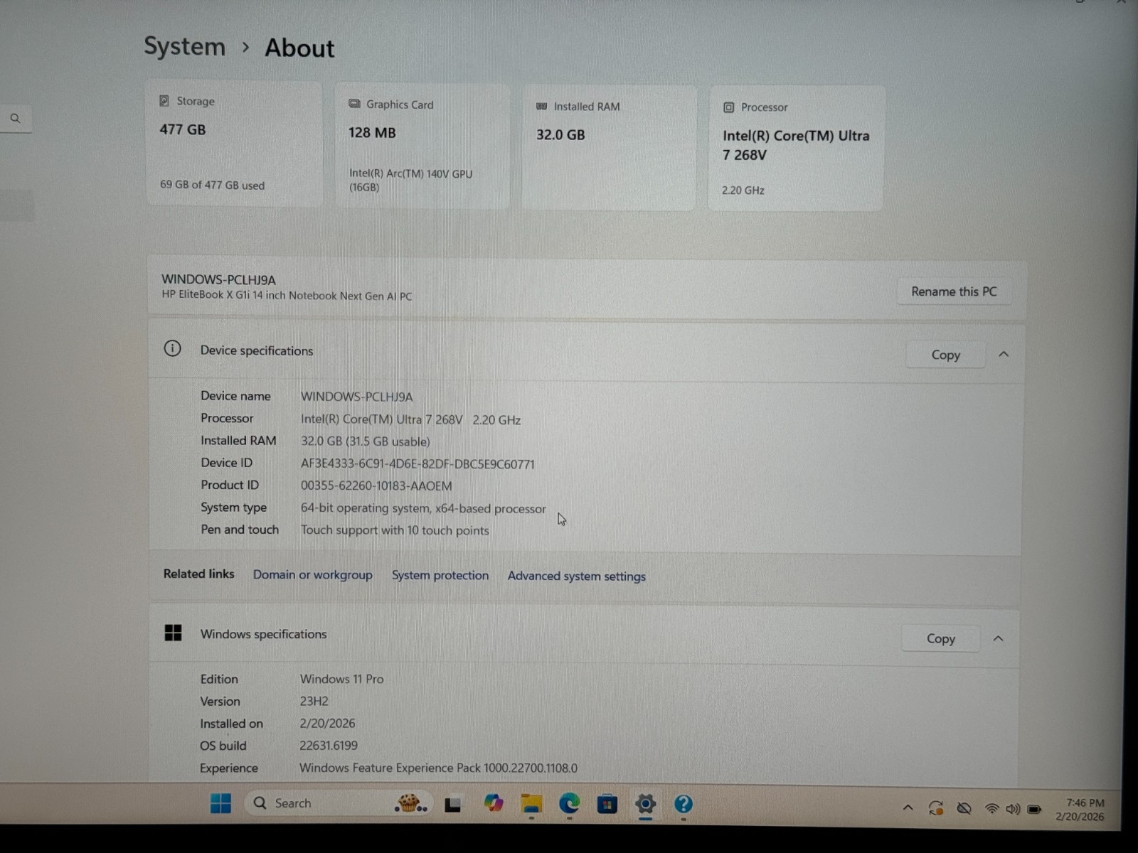 HP EliteBook 1040 G1i 14 AI Intel Core Ultra 7 268V 32 GB LPDDR5 512 GB SSD BLUE