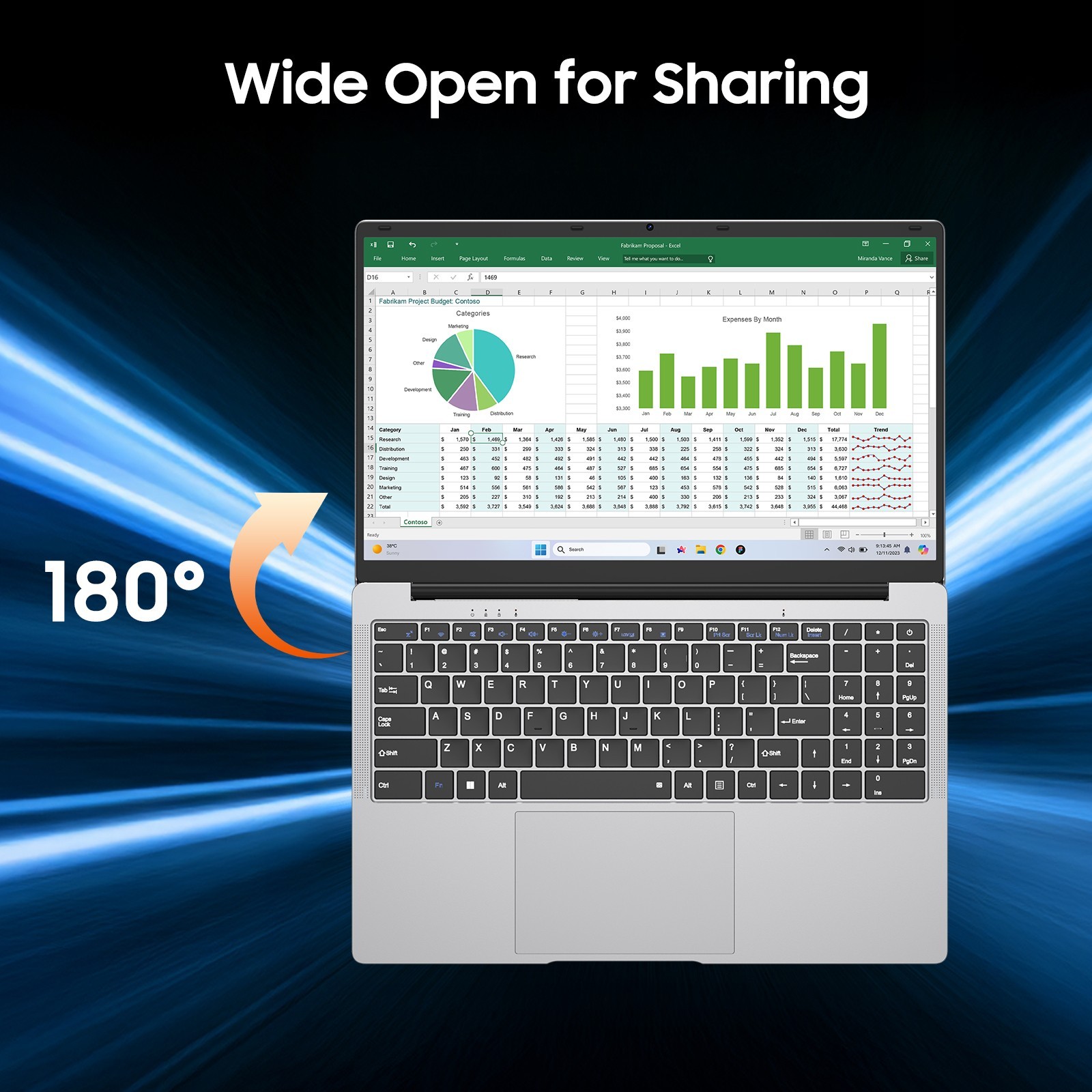 15.6″ Laptop PC 12GB RAM,256GB,Windows 11 Pro,Intel Celeron N4000,MS Office 2024