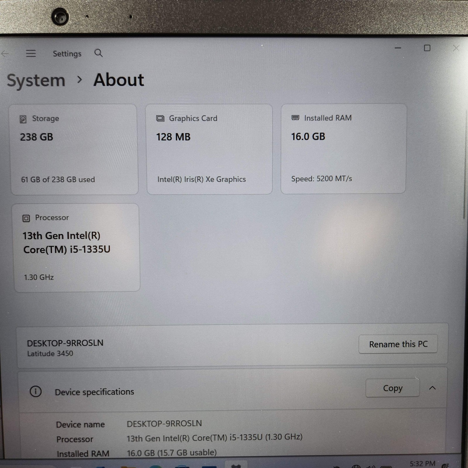 Dell Latitude 3450 i5-1335U 1.3GHz 16GB RAM 256GB SSD