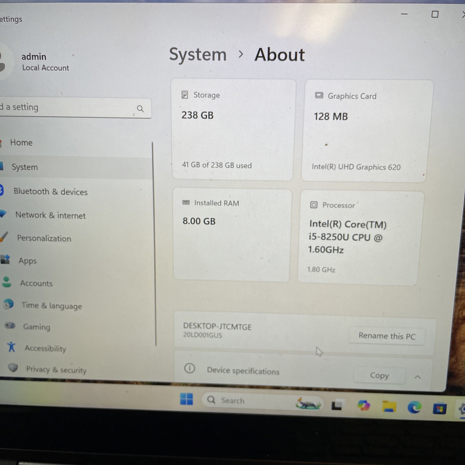 Lenovo X1 Yoga 3rd Gen ThinkPad 14″ Touch Intel i5-8250U 8GB 256GB NVMe Win 11