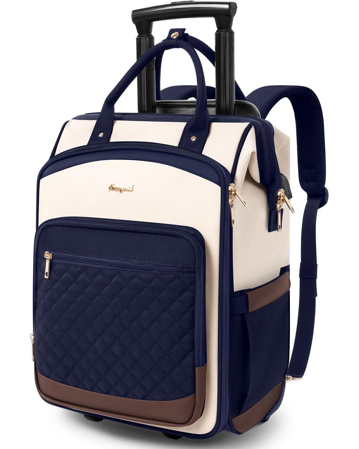 Rolling Backpack for Women, Travel Backpack with Wheels, Vertical Storage Wheele