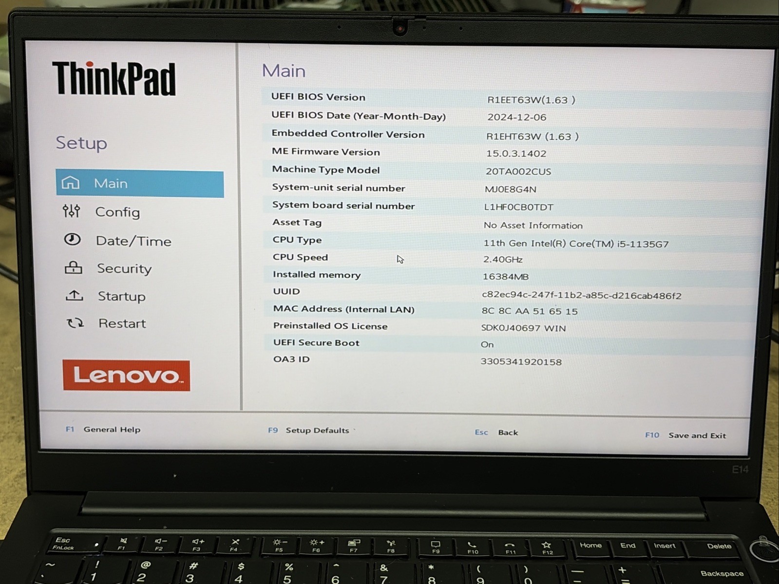 Lenovo ThinkPad E14 Gen 2 14″ FHD i5-1135G7 16GB RAM No OS/SSD