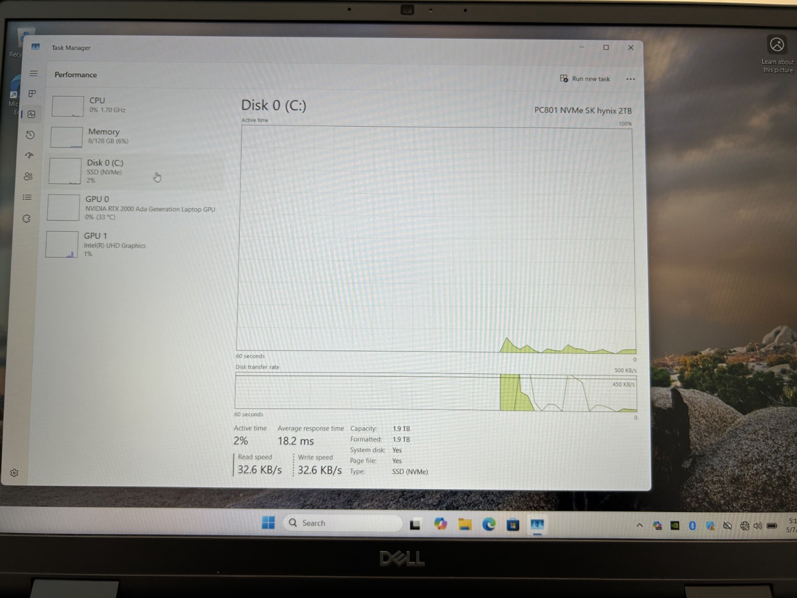 Laptop Dell Precision 7680 16″ Core i7-13850HX 128GB RAM 2TB SSD RTX 2000 Win 11