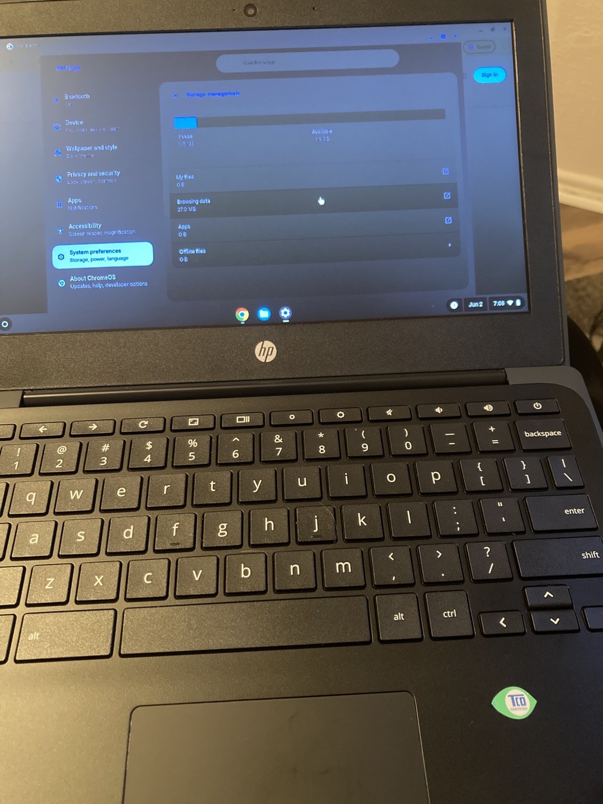 HP Chromebook 11 G6 11.6″ Intel 2.40 GHz 4 GB RAM 16 GB eMMC Webcam SD