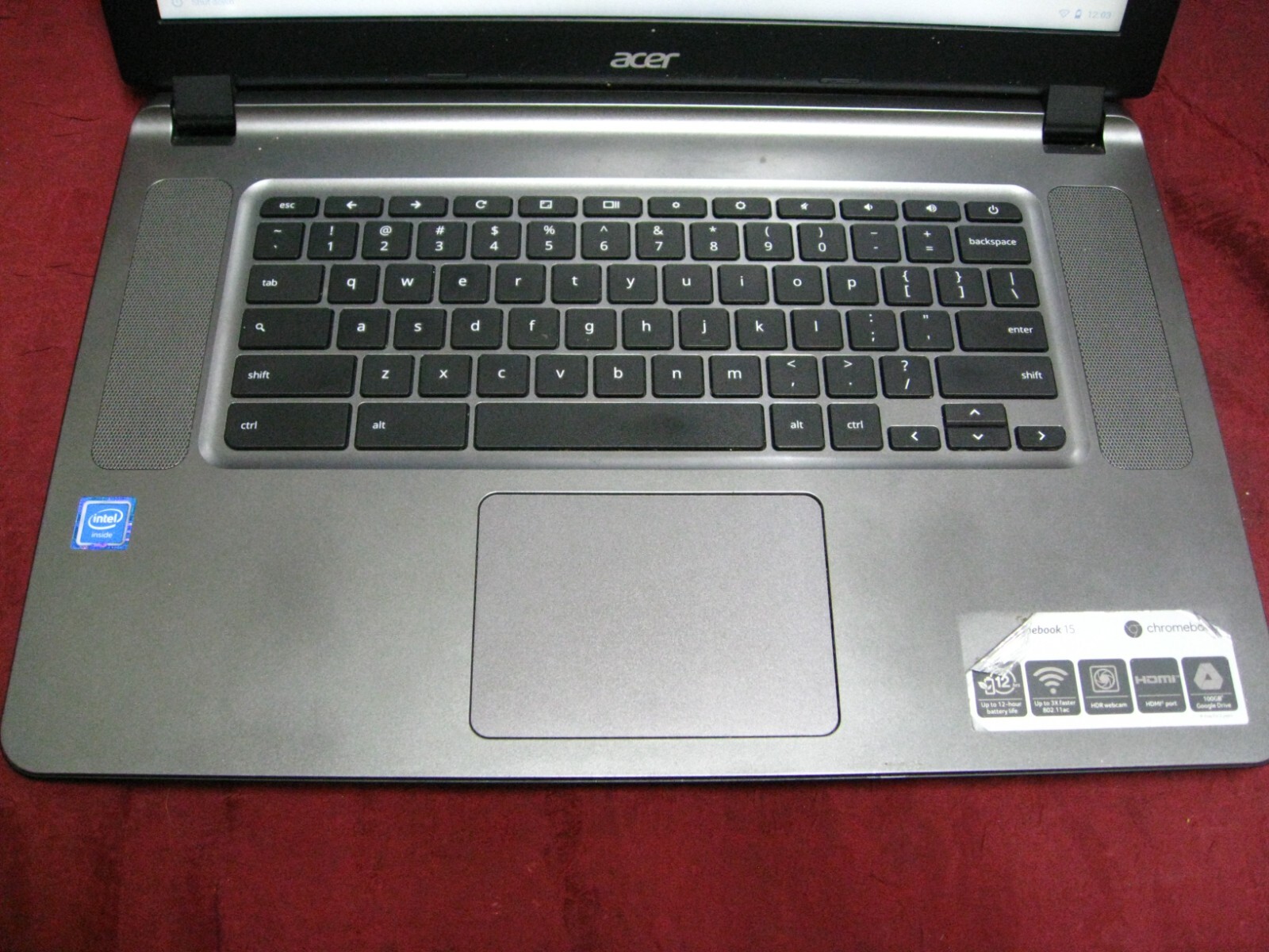 Acer Chromebook N15Q9 15.6″ 16GB eMMC, Intel Quad Core 4GB LP DDR3 SOME KEYS BAD