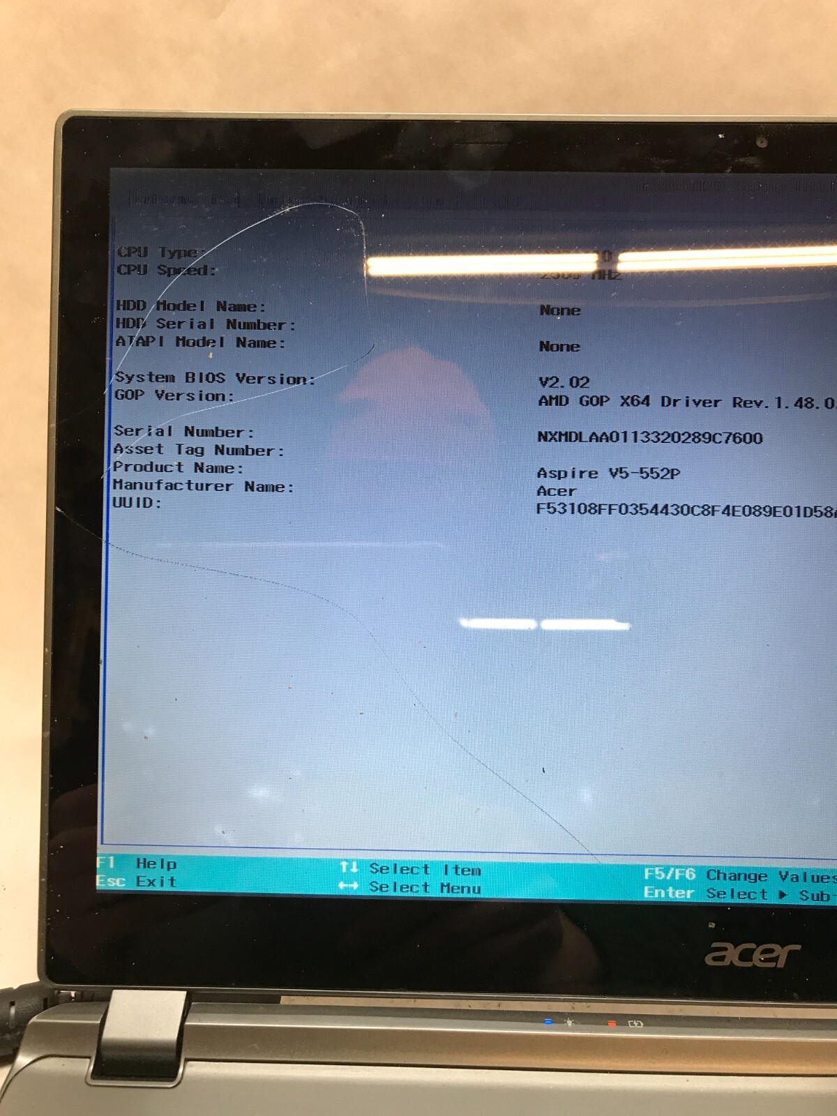 Acer Aspire V5-552P 15″ Laptop AMD A10-5757M 2.5GHz 6GB RAM NO HDD/OS Cracked DW