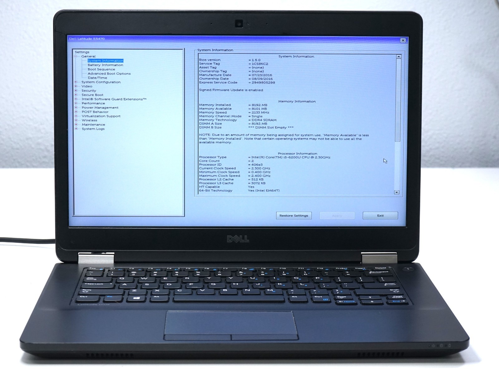 Dell Latitude E5470 14” Laptop – Intel Core i5-6200U 8GB RAM 256GB SSD